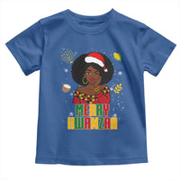 Merry Kwanzaa African American Girl Santa Hat Toddler T Shirt Christmas Gift - Wonder Print Shop