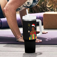 Merry Kwanzaa African American Girl Santa Hat Tumbler With Handle Christmas Gift - Wonder Print Shop