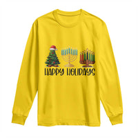 Christmas Hanukkah Kwanzaa Celebration Gift Long Sleeve Shirt Happy Holidays - Wonder Print Shop