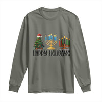 Christmas Hanukkah Kwanzaa Celebration Gift Long Sleeve Shirt Happy Holidays - Wonder Print Shop