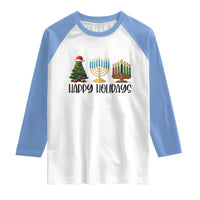 Christmas Hanukkah Kwanzaa Celebration Gift Raglan Shirt Happy Holidays - Wonder Print Shop