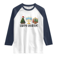 Christmas Hanukkah Kwanzaa Celebration Gift Raglan Shirt Happy Holidays - Wonder Print Shop