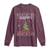 Happy Holidays For All Christmas Hanukkah Kwanzaa Gift Long Sleeve Shirt - Wonder Print Shop