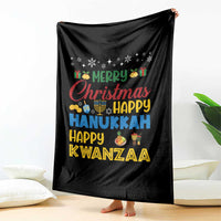 Celebrate All Holidays Merry Christmas Hanukkah Kwanzaa Gift Throw Blanket - Wonder Print Shop