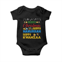 Celebrate All Holidays Merry Christmas Hanukkah Kwanzaa Gift Baby Onesie - Wonder Print Shop