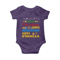 Celebrate All Holidays Merry Christmas Hanukkah Kwanzaa Gift Baby Onesie - Wonder Print Shop