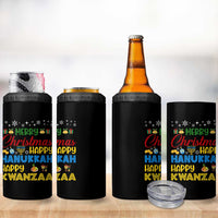 Celebrate All Holidays Merry Christmas Hanukkah Kwanzaa Gift 4 in 1 Can Cooler Tumbler - Wonder Print Shop