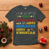 Celebrate All Holidays Merry Christmas Hanukkah Kwanzaa Gift T Shirt - Wonder Print Shop
