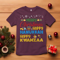 Celebrate All Holidays Merry Christmas Hanukkah Kwanzaa Gift T Shirt - Wonder Print Shop