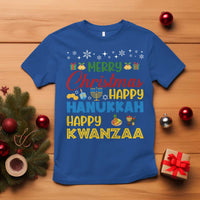 Celebrate All Holidays Merry Christmas Hanukkah Kwanzaa Gift T Shirt - Wonder Print Shop