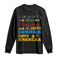 Celebrate All Holidays Merry Christmas Hanukkah Kwanzaa Gift Long Sleeve Shirt - Wonder Print Shop