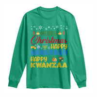 Celebrate All Holidays Merry Christmas Hanukkah Kwanzaa Gift Long Sleeve Shirt - Wonder Print Shop