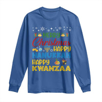 Celebrate All Holidays Merry Christmas Hanukkah Kwanzaa Gift Long Sleeve Shirt - Wonder Print Shop