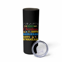 Celebrate All Holidays Merry Christmas Hanukkah Kwanzaa Gift Skinny Tumbler - Wonder Print Shop