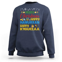 Celebrate All Holidays Merry Christmas Hanukkah Kwanzaa Gift Sweatshirt - Wonder Print Shop