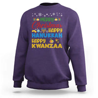 Celebrate All Holidays Merry Christmas Hanukkah Kwanzaa Gift Sweatshirt - Wonder Print Shop