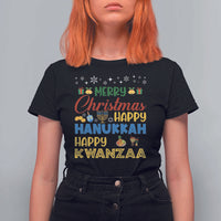 Celebrate All Holidays Merry Christmas Hanukkah Kwanzaa Gift T Shirt For Women - Wonder Print Shop