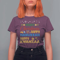 Celebrate All Holidays Merry Christmas Hanukkah Kwanzaa Gift T Shirt For Women - Wonder Print Shop