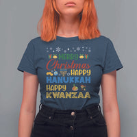 Celebrate All Holidays Merry Christmas Hanukkah Kwanzaa Gift T Shirt For Women - Wonder Print Shop