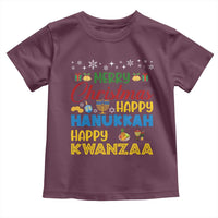 Celebrate All Holidays Merry Christmas Hanukkah Kwanzaa Gift Toddler T Shirt - Wonder Print Shop
