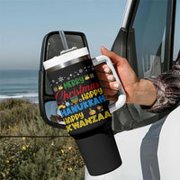 Celebrate All Holidays Merry Christmas Hanukkah Kwanzaa Gift Tumbler With Handle - Wonder Print Shop