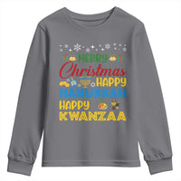 Celebrate All Holidays Merry Christmas Hanukkah Kwanzaa Gift Youth Sweatshirt - Wonder Print Shop
