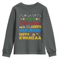 Celebrate All Holidays Merry Christmas Hanukkah Kwanzaa Gift Youth Sweatshirt - Wonder Print Shop