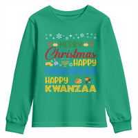 Celebrate All Holidays Merry Christmas Hanukkah Kwanzaa Gift Youth Sweatshirt - Wonder Print Shop