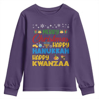Celebrate All Holidays Merry Christmas Hanukkah Kwanzaa Gift Youth Sweatshirt - Wonder Print Shop