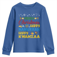 Celebrate All Holidays Merry Christmas Hanukkah Kwanzaa Gift Youth Sweatshirt - Wonder Print Shop
