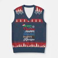 Funny Xmas Hanukkah Kwanzaa V-Neck Knit Sweater Vest December Holiday Gift - Wonder Print Shop