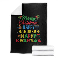 Merry Christmas Hanukkah Kwanzaa Throw Blanket Funny Holiday Gift - Wonder Print Shop