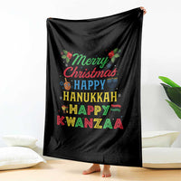 Merry Christmas Hanukkah Kwanzaa Throw Blanket Funny Holiday Gift - Wonder Print Shop