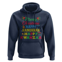 Merry Christmas Hanukkah Kwanzaa Hoodie Funny Holiday Gift - Wonder Print Shop