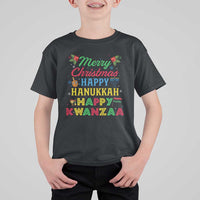 Merry Christmas Hanukkah Kwanzaa T Shirt For Kid Funny Holiday Gift - Wonder Print Shop