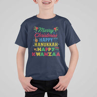 Merry Christmas Hanukkah Kwanzaa T Shirt For Kid Funny Holiday Gift - Wonder Print Shop