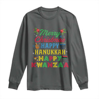 Merry Christmas Hanukkah Kwanzaa Long Sleeve Shirt Funny Holiday Gift - Wonder Print Shop
