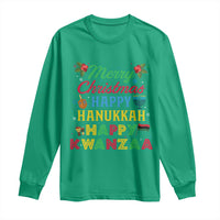 Merry Christmas Hanukkah Kwanzaa Long Sleeve Shirt Funny Holiday Gift - Wonder Print Shop