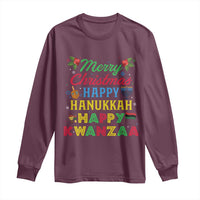 Merry Christmas Hanukkah Kwanzaa Long Sleeve Shirt Funny Holiday Gift - Wonder Print Shop