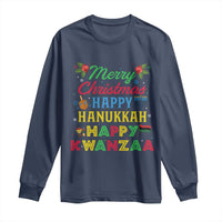 Merry Christmas Hanukkah Kwanzaa Long Sleeve Shirt Funny Holiday Gift - Wonder Print Shop