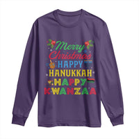 Merry Christmas Hanukkah Kwanzaa Long Sleeve Shirt Funny Holiday Gift - Wonder Print Shop