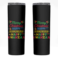 Merry Christmas Hanukkah Kwanzaa Skinny Tumbler Funny Holiday Gift - Wonder Print Shop