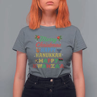 Merry Christmas Hanukkah Kwanzaa T Shirt For Women Funny Holiday Gift - Wonder Print Shop