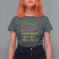 Merry Christmas Hanukkah Kwanzaa T Shirt For Women Funny Holiday Gift - Wonder Print Shop