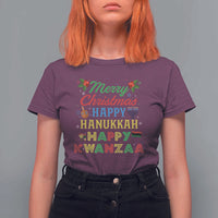 Merry Christmas Hanukkah Kwanzaa T Shirt For Women Funny Holiday Gift - Wonder Print Shop