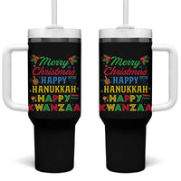 Merry Christmas Hanukkah Kwanzaa Tumbler With Handle Funny Holiday Gift - Wonder Print Shop