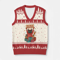 Cute Santa Cat Big Fan Of Human Rights V-Neck Knit Sweater Vest Xmas Supporters - Wonder Print Shop