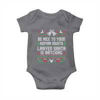 Christmas Ugly Gift Baby Onesie Funny Human Rights Lawyer Santa Is Watching - Wonder Print Shop