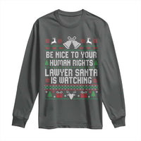 Christmas Ugly Gift Long Sleeve Shirt Funny Human Rights Lawyer Santa Is Watching - Wonder Print Shop