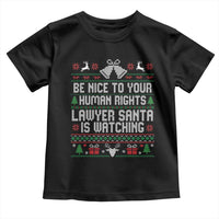 Christmas Ugly Gift Toddler T Shirt Funny Human Rights Lawyer Santa Is Watching - Wonder Print Shop